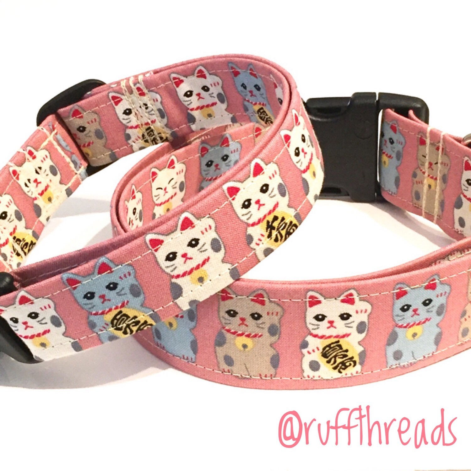 Lucky cat Manekineko large dog collar