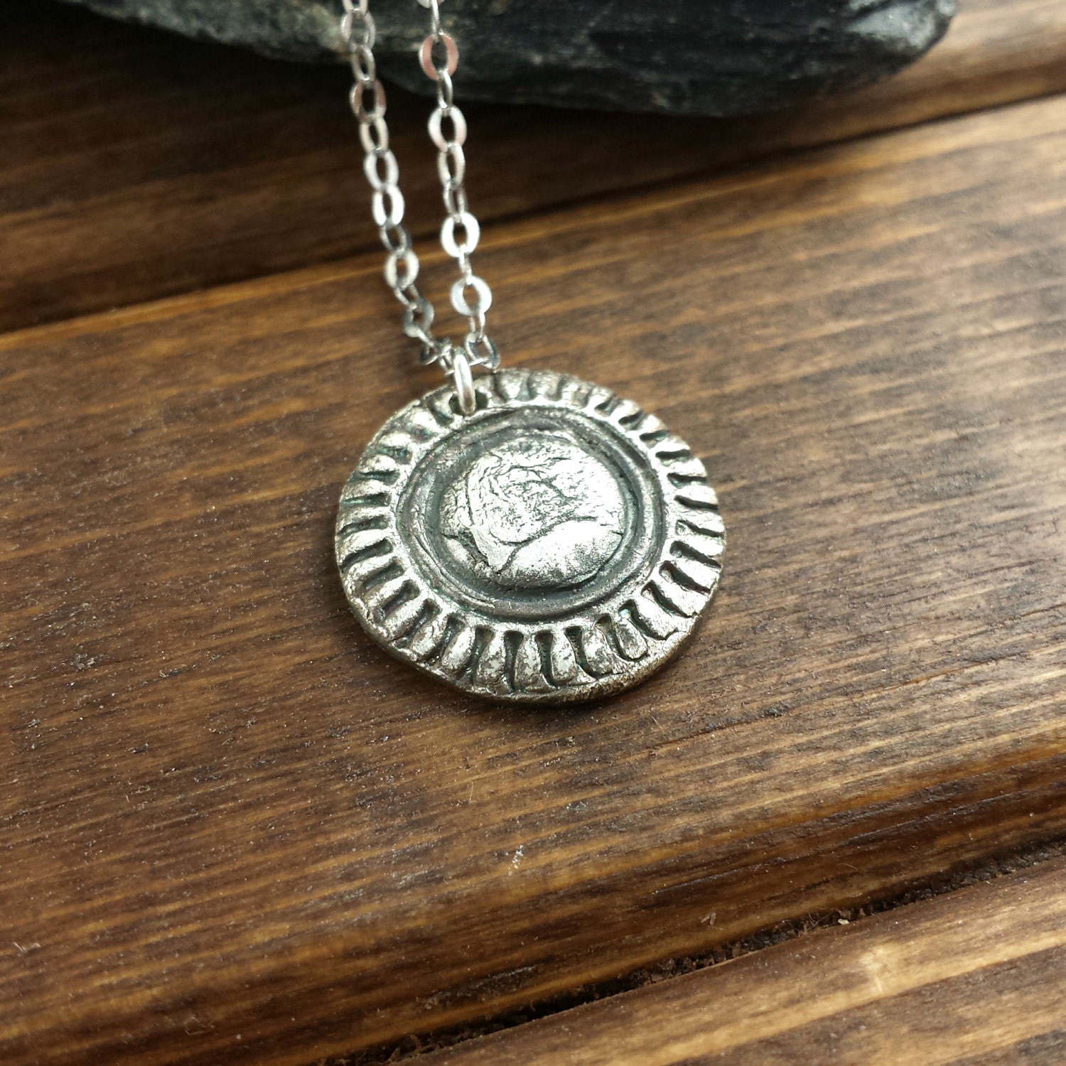 Small Fine Silver Pendant Fine Silver PMC Pendant Boho