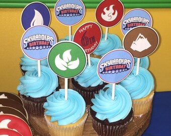 Sklanders Birthday Cupcake Toppers, Skylander Party, Skylander Theme, Skylanders Decorations, Digital, Printable