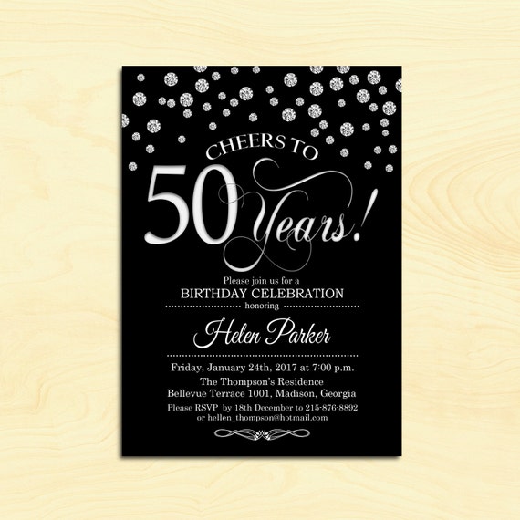 50th Birthday Invitation / Any Age / Cheers to 50 Years