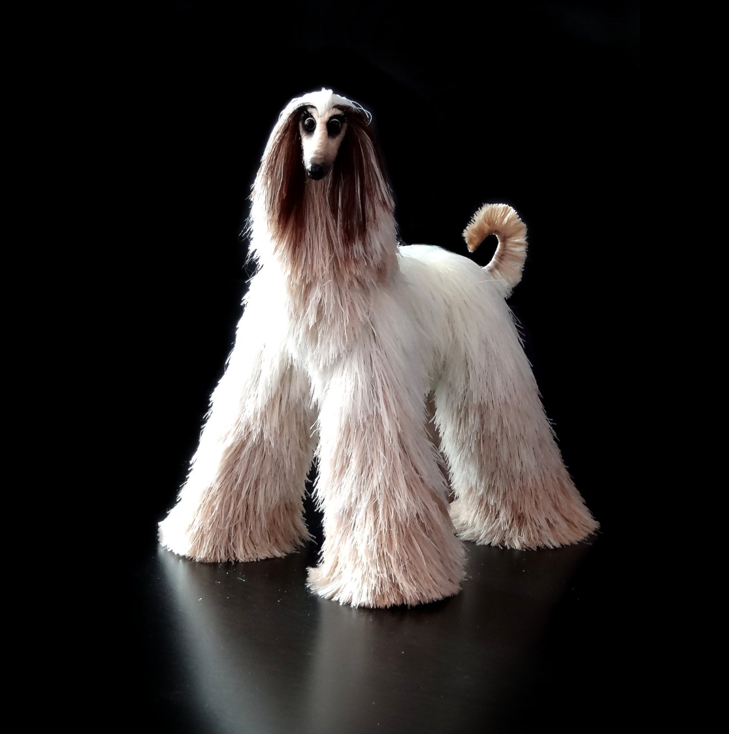 miniature dog cute plush toy blonde Afghan Hound dog