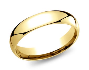 14k Yellow Gold Band (6mm) | PLAIN | Polished Rounded Dome + Comfort Fit | Men's Women's Wedding Ring Simple