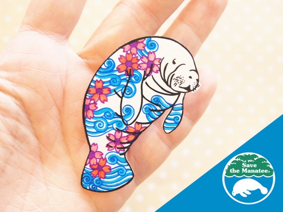 manatee tattoo sloth Manatee Shrink Brooch Plastic Manatee brooch floral