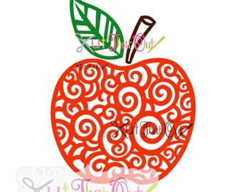 EXCLUSIVE Swirl Scroll Apple SVG and DXF File