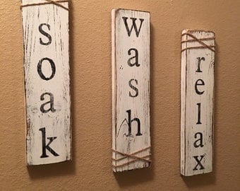 Bathroom Wall Art And Decor soak wash relax | etsy Bathroom Wall Art And Decor soak wash relax | etsy