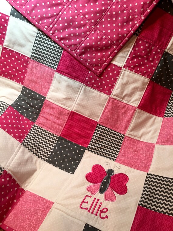Butterfly Baby Quilt with appliqué and by HushabyeStrBoutique