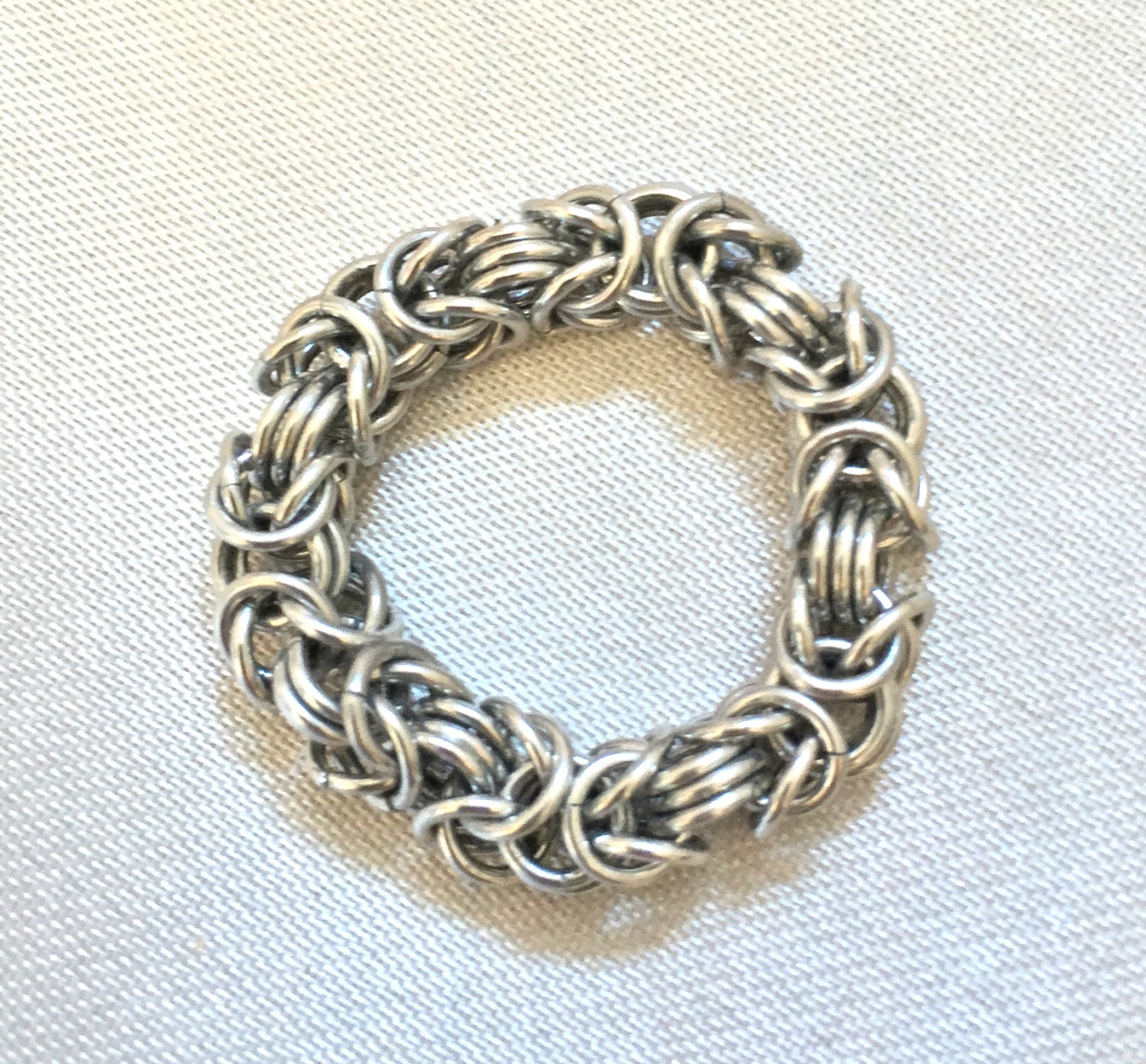 Silver Chainmaille Ring Aluminum Byzantine Chainmail