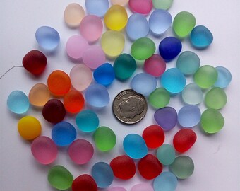 round sea beach glass small 20 pcs mixed color lots blue green red jewelry use