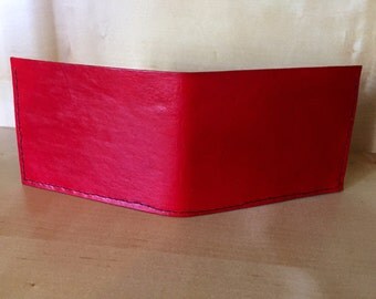 Front pocket wallet, small leather wallet, leather bi fold, red leather wallet, hand stitched wallet, gift for him, gift for her