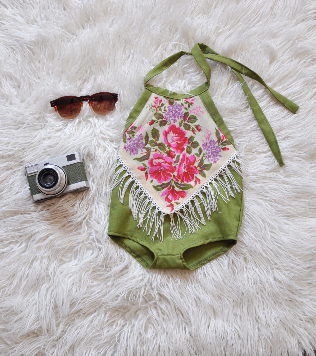 2T Green Scarf Playsuit