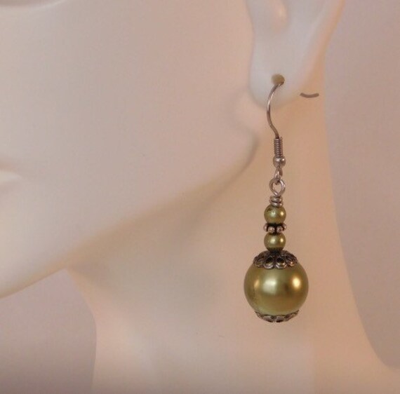 Items similar to Pearl Olive Earrings on Etsy
