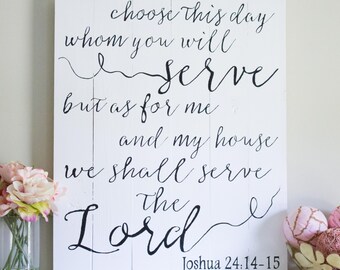 Bible Verse, Scripture Art, Joshua 24:14, But As For Me and My House We Shall Serve The Lord, Wood Sign, Christian Art, Housewarming Gift