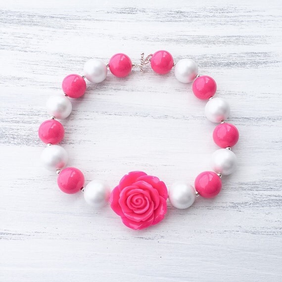 Pink Bubblegum Necklace Flower Bubblegum Necklace Girl