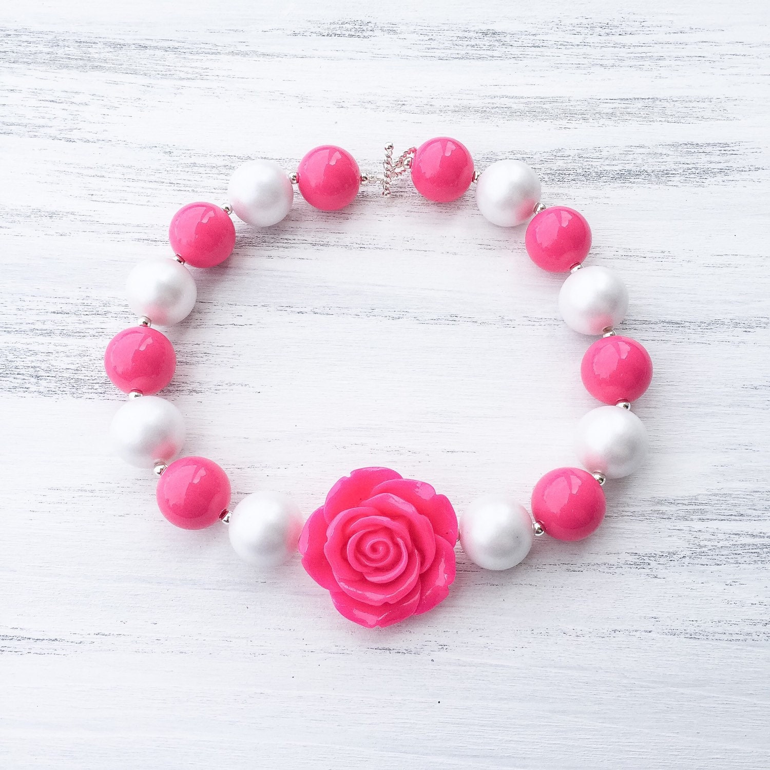 Pink Bubblegum Necklace Flower Bubblegum Necklace Girl