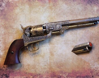 Steampunk Engraved Pepperbox pistol prop by GeekHouseCreations