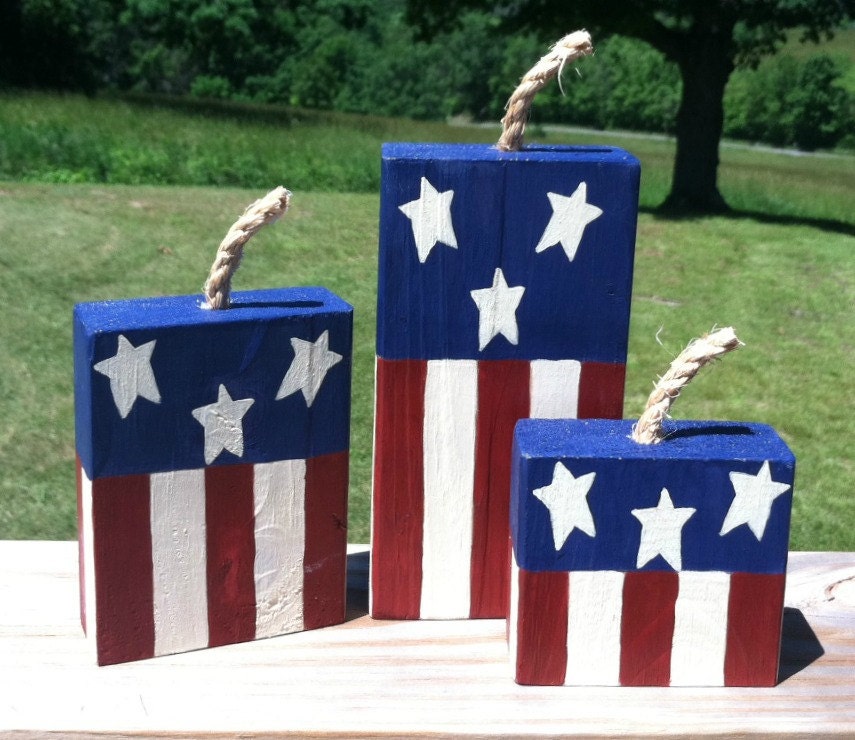 Patriotic Firecrackers Wood Crafts Fourth by CountryCraftsnflower