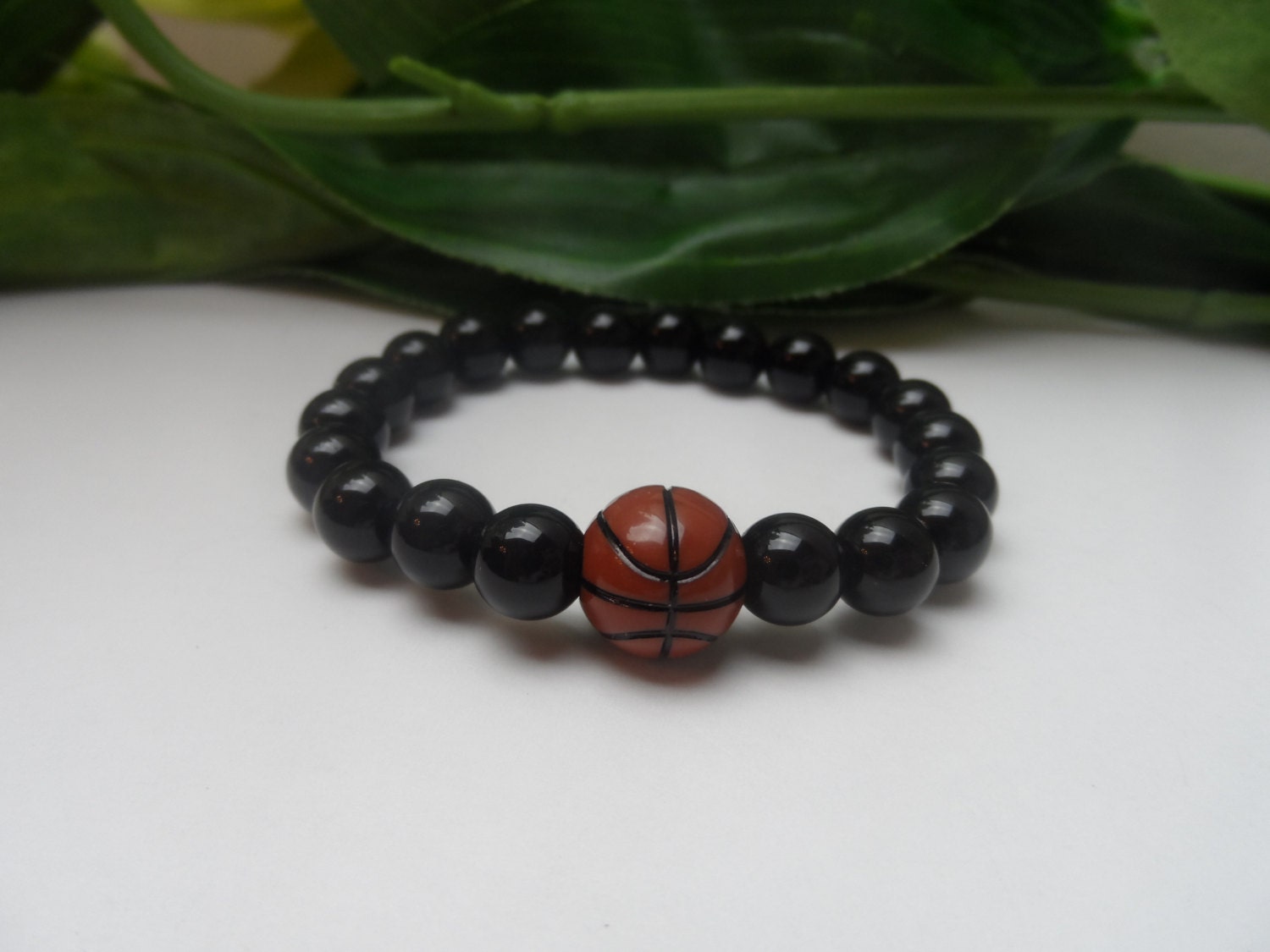 Boys Basketball bead stretchy bracelet boys by IckleCollections