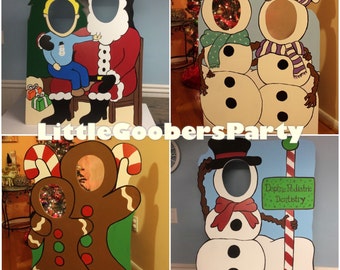 santa photo booth prop christmas party face in hole prop christmas elves yard decorations