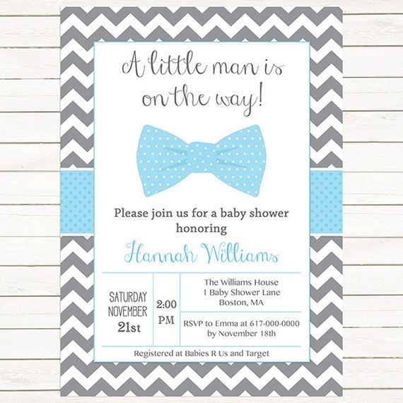 Bow Tie Baby Shower Invitation Little Man by DesignedbyGeorgette