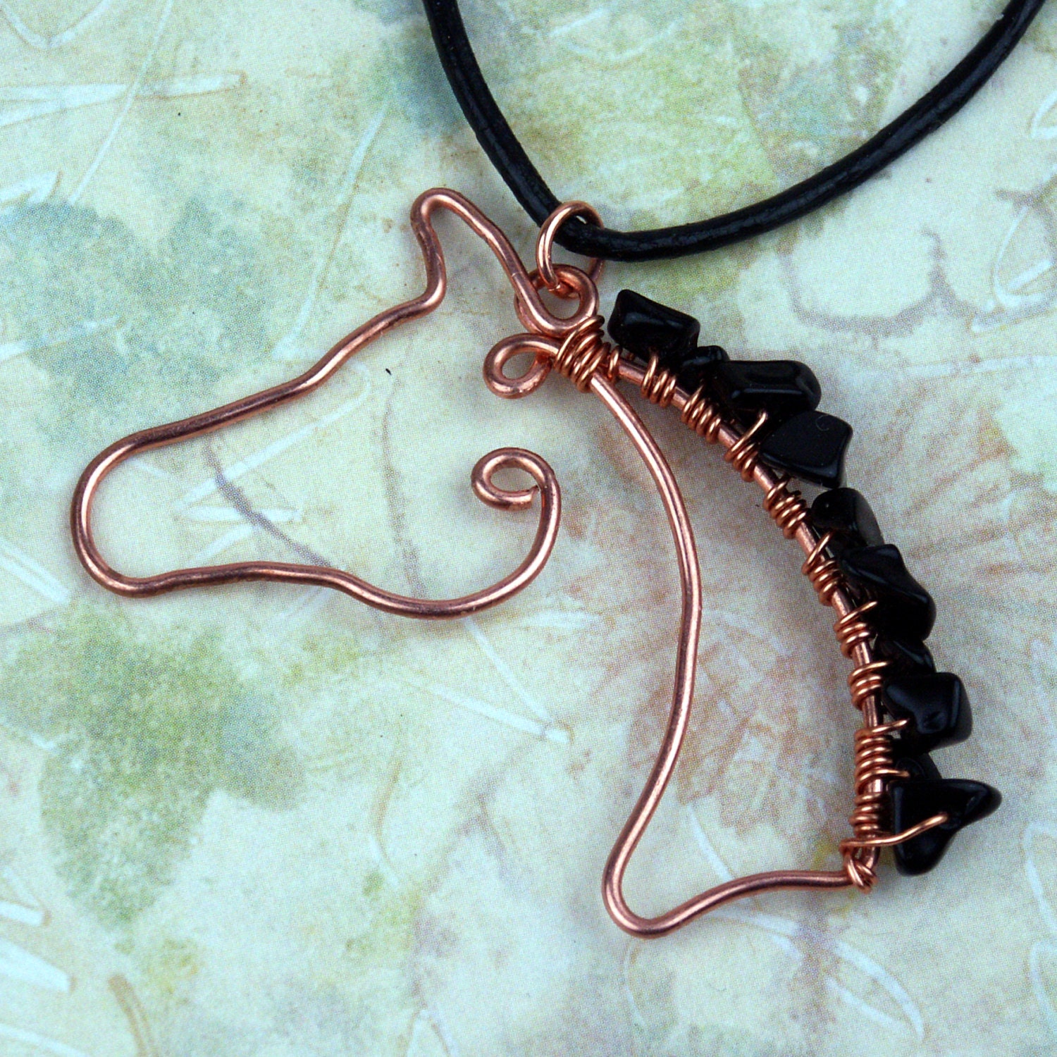 Copper Wire Wrapped Horse Head Pendant by SerenityWoodsCrafts