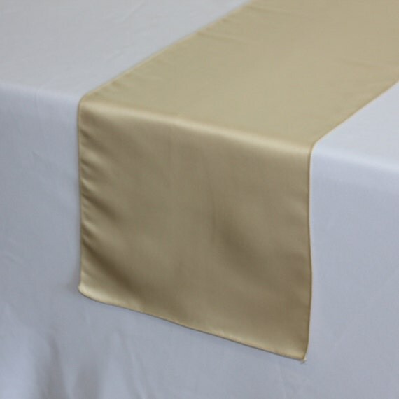 Champagne Table Runner Lamour Satin Wedding Table by GOLinen
