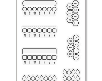 Ms. Kimm Creates Original HABIT TRACKER 3"X4 Photopolymer Clear Stamp Set - Journal, Planner