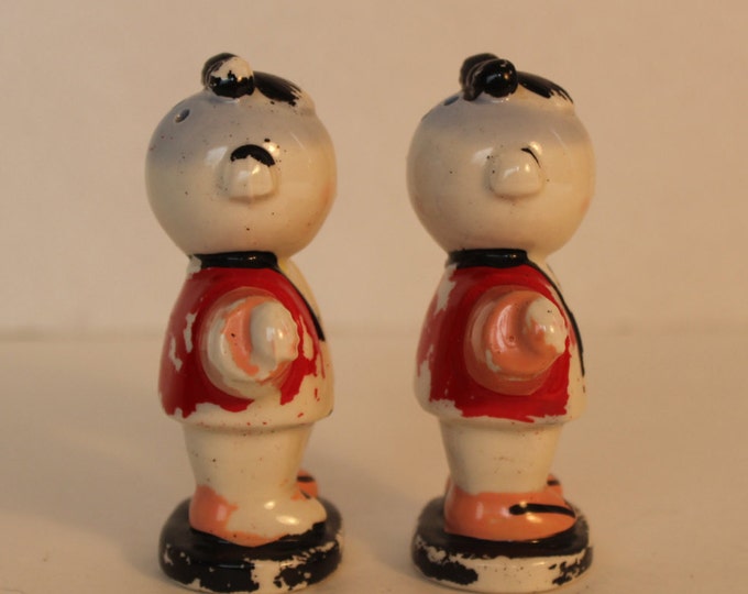 Vintage Oriental Asian Girl Salt and Pepper Shakers