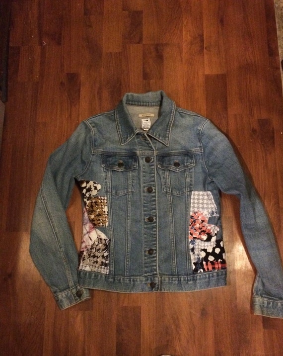 Upcycled GAP Denim Jacket with Whimsical Art Deco by reconstruKteD