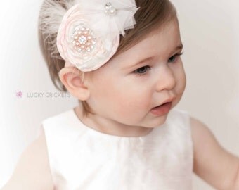 Pink Flower Headband, Light Pink Headband, Gold Pink Birthday, Pink Rose Headband, Pink Gold Baby, Pink Flower Girl, Pink Baby Headband