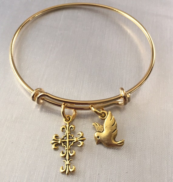 Cross religious 14k gold plated bracelet bangel bracelet