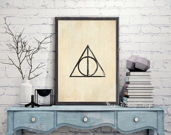 70% OFF SALE Harry Potter Deathly Hallows print - Deathly Hallows poster, Deathly Hallows Symbol wall Art, Harry Potter Fan Art Printable...