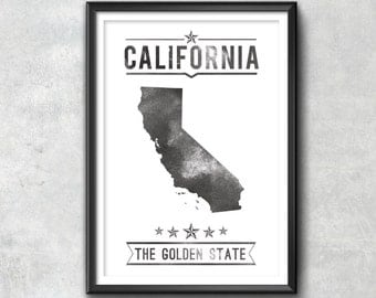 California State Typography Print, California Wall Art, Typography Poster, California Poster, California Art, California Gift, California