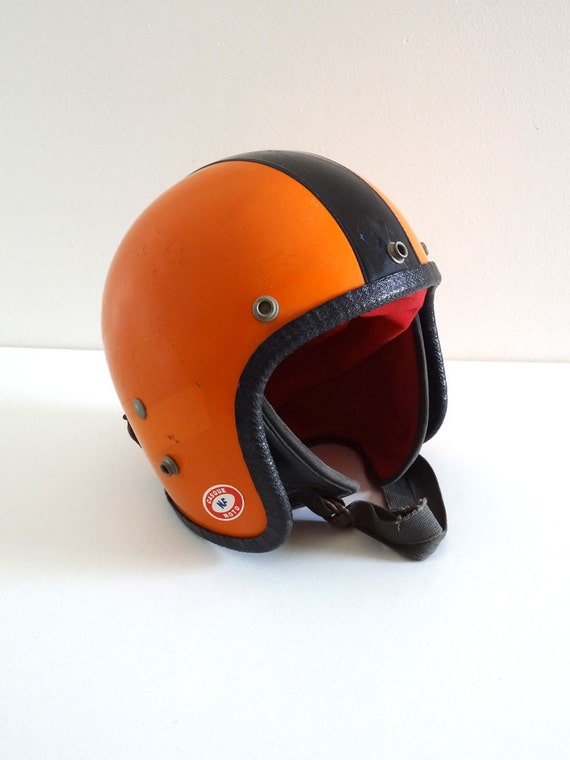 Retro 70s Orange Motorcycle Helmet