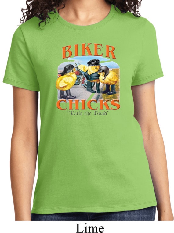 Ladies Biker Shirt Biker Chicks Rule The Road Womens Funny