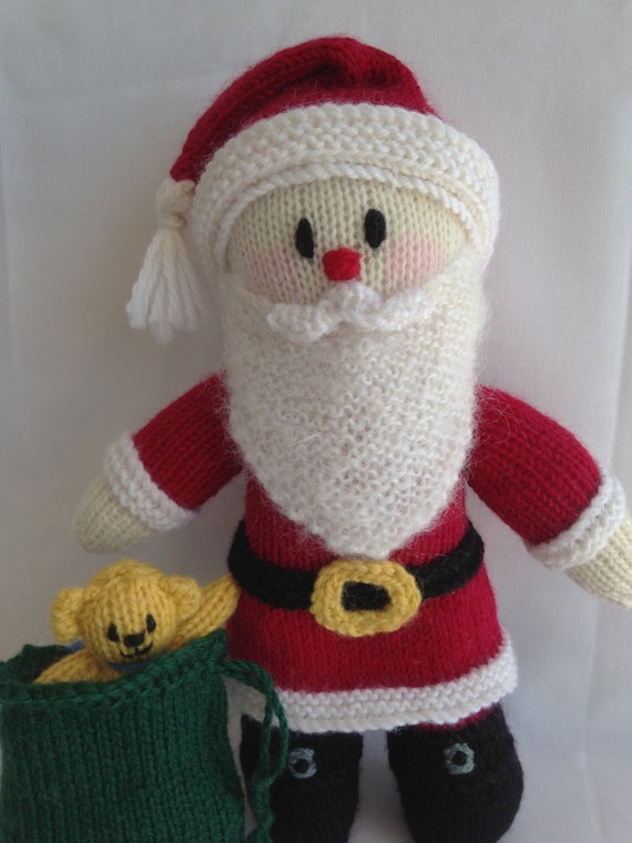 Knitted Santa Claus. Knitted Christmas Santa Claus doll.