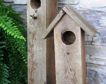 Reclaimed Wood Tall Birdhouses Weathered Rustic Wooden Country Folk Art Decorative Bird House Reclaimed Wood Tall Birdhouses Weathered Rustic Wooden Country Folk Art Decorative Bird House