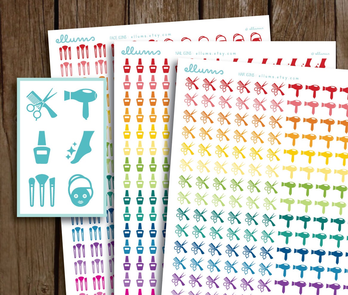 beauty planner stickers printable instant download haircut