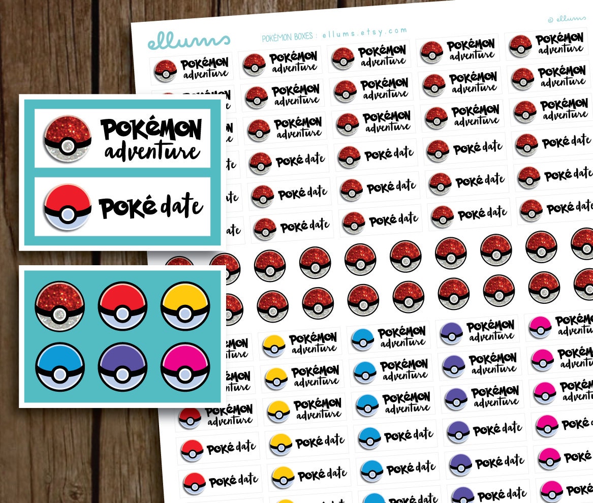 Pokemon Planner Stickers PRINTABLE pdf jpg Pokemon Go