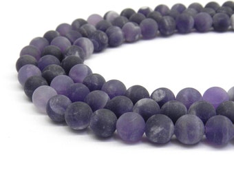Amethyst Beads, Matte Beads, Frosted Beads, 8mm Beads, 6mm Beads, Purple Beads, Gemstone Beads, Lavender Beads, Purple Gemstone, Violet