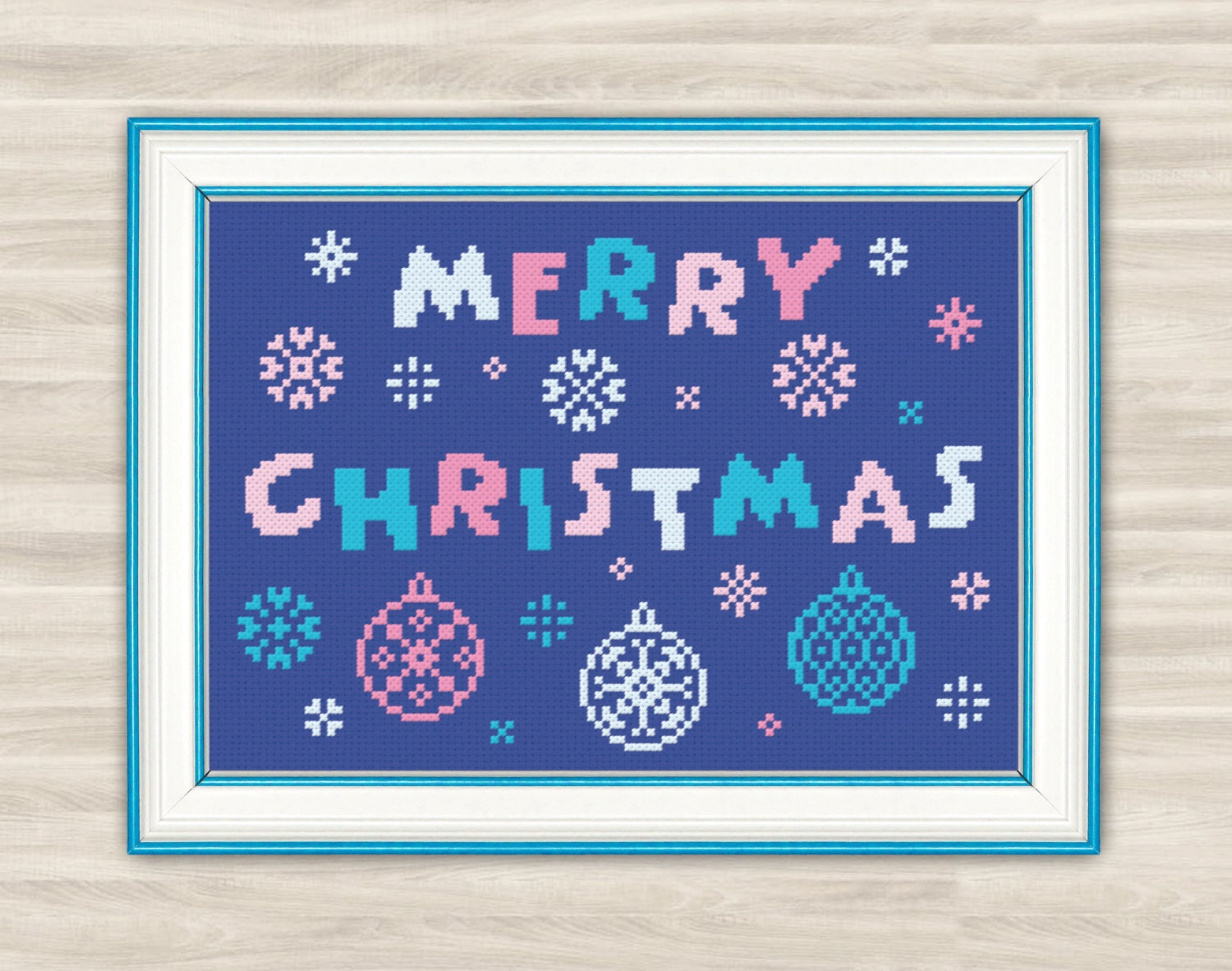 Merry Christmas Cross Stitch Pattern holiday gift embroidery