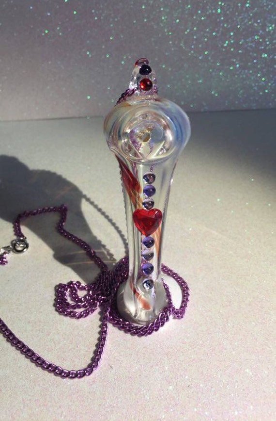Heart Necklace Glass Spoon Pipe Custom Glass Pipe Smoking