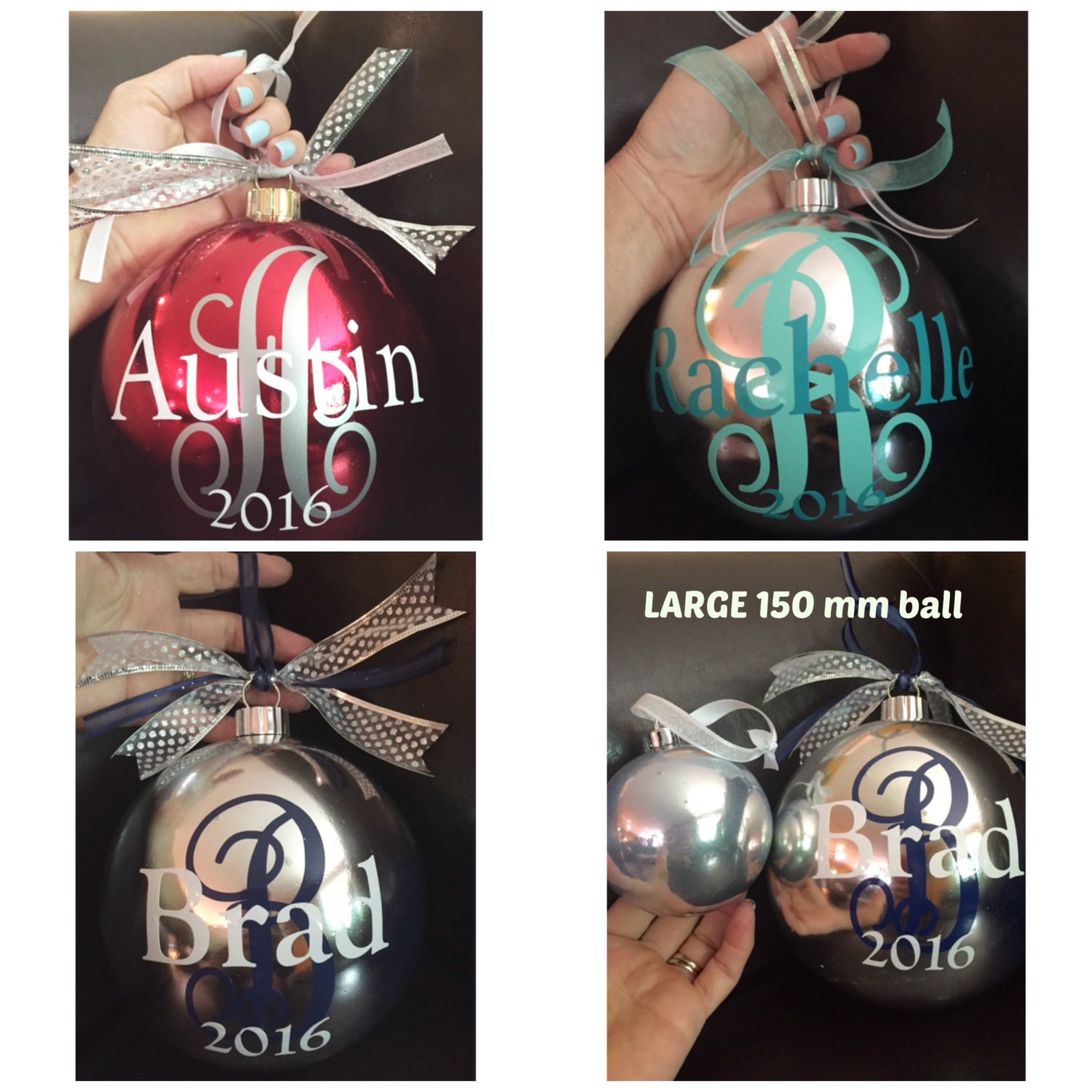 SALE Large/GIANT Monogram Christmas ornament ball 150 mm BIG