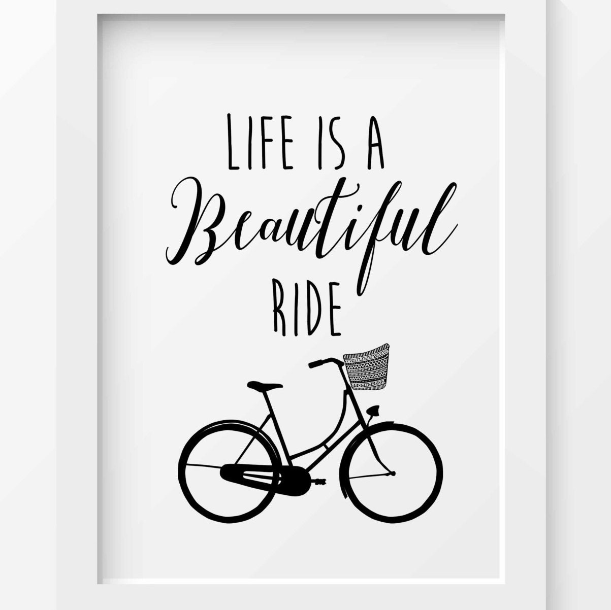Bicycle Art Print Life is a beautiful ride Typography quote