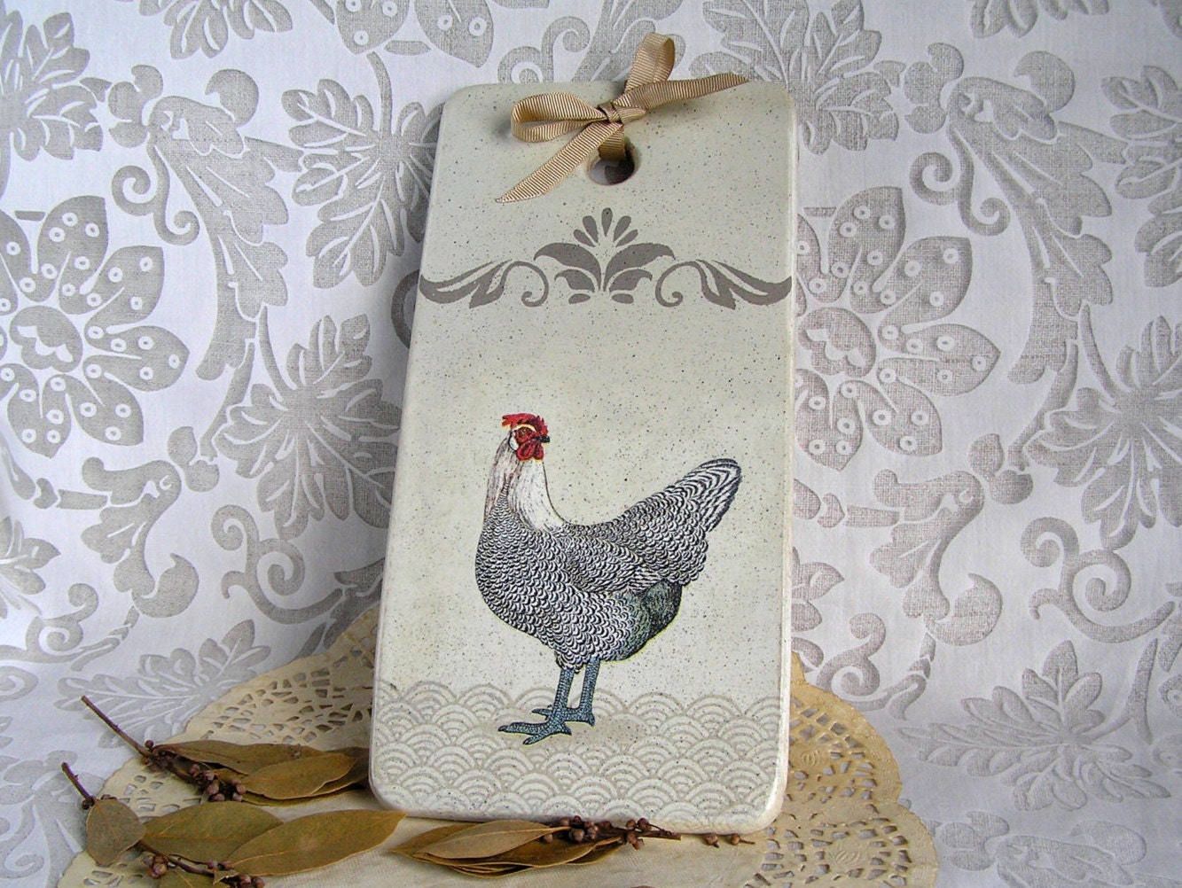 Decoupage Cutting Board Chicken / Housewarming gift
