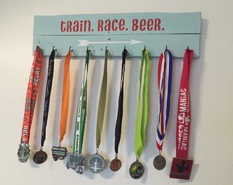 Running medal holder, Race medal display, Race medal holder, Running medal hanger. Wooden sign. Gift for runners.