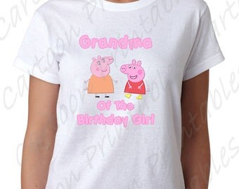 Peppa Pig Grandma of the Birthday Girl IMAGE Printable Clip Art Iron on Shirt T-shirt transfer Scrapbook Instant Download DIY Party Favor
