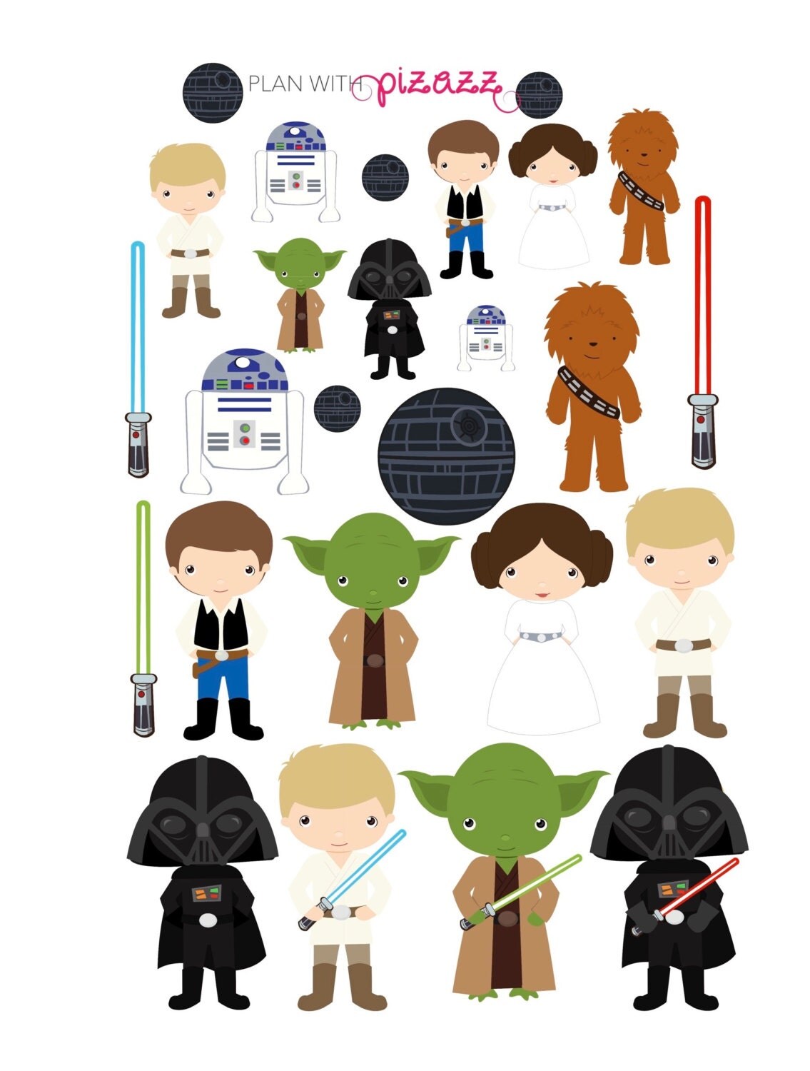 disney star wars inspired themed planner sticker sheet perfect