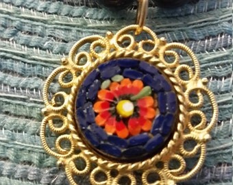 Classy Navy Blue Upcycled Vintage Pendant