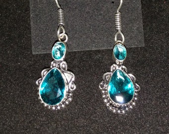Blue Topaz Dangle Earrings