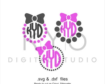 Bow SVG cutting file, Bow Monogram SVG, Bow and Pearls svg files, Pearls SVG files, svg files for Cricut and Silhouette, Cameo files